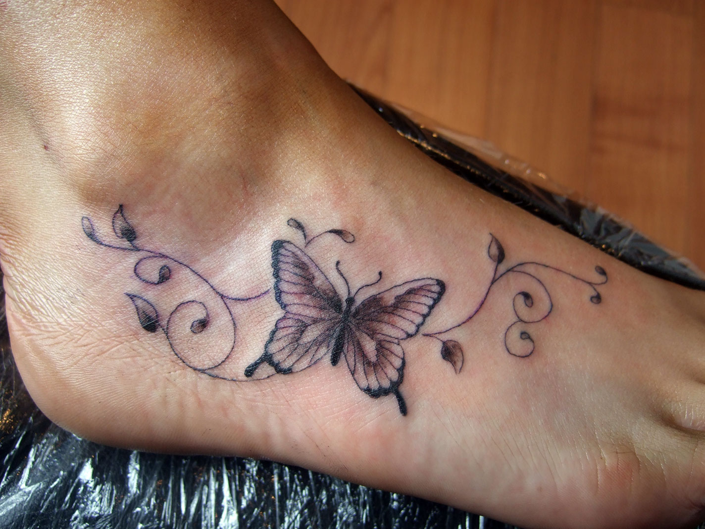 Butterfly Tattoo On Foot 60