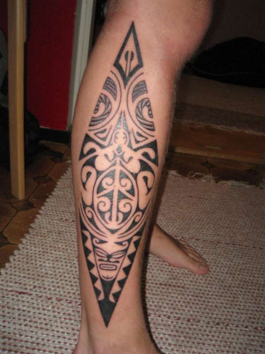 Hawaiian Tribal Leg Tattoo