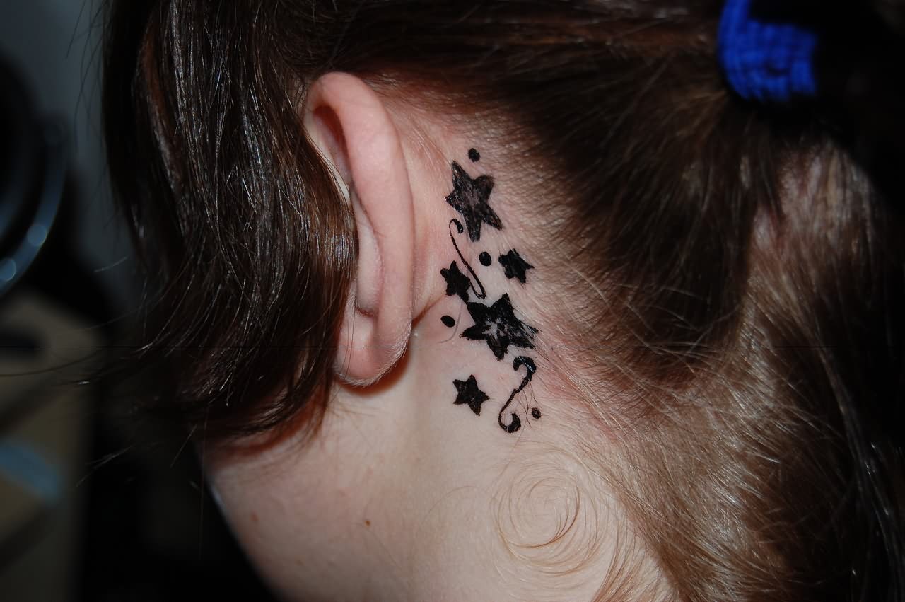 Star Tattoo Behind Ear