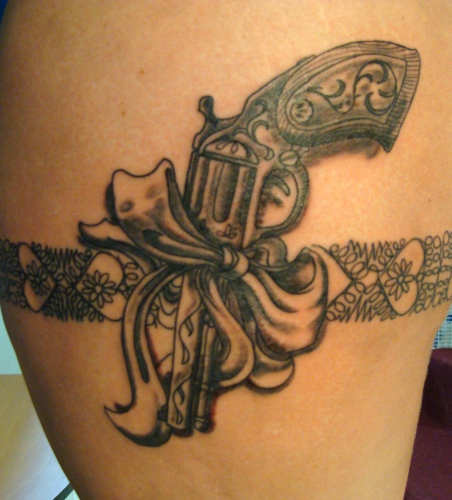 Gun Holster Thigh Tattoo