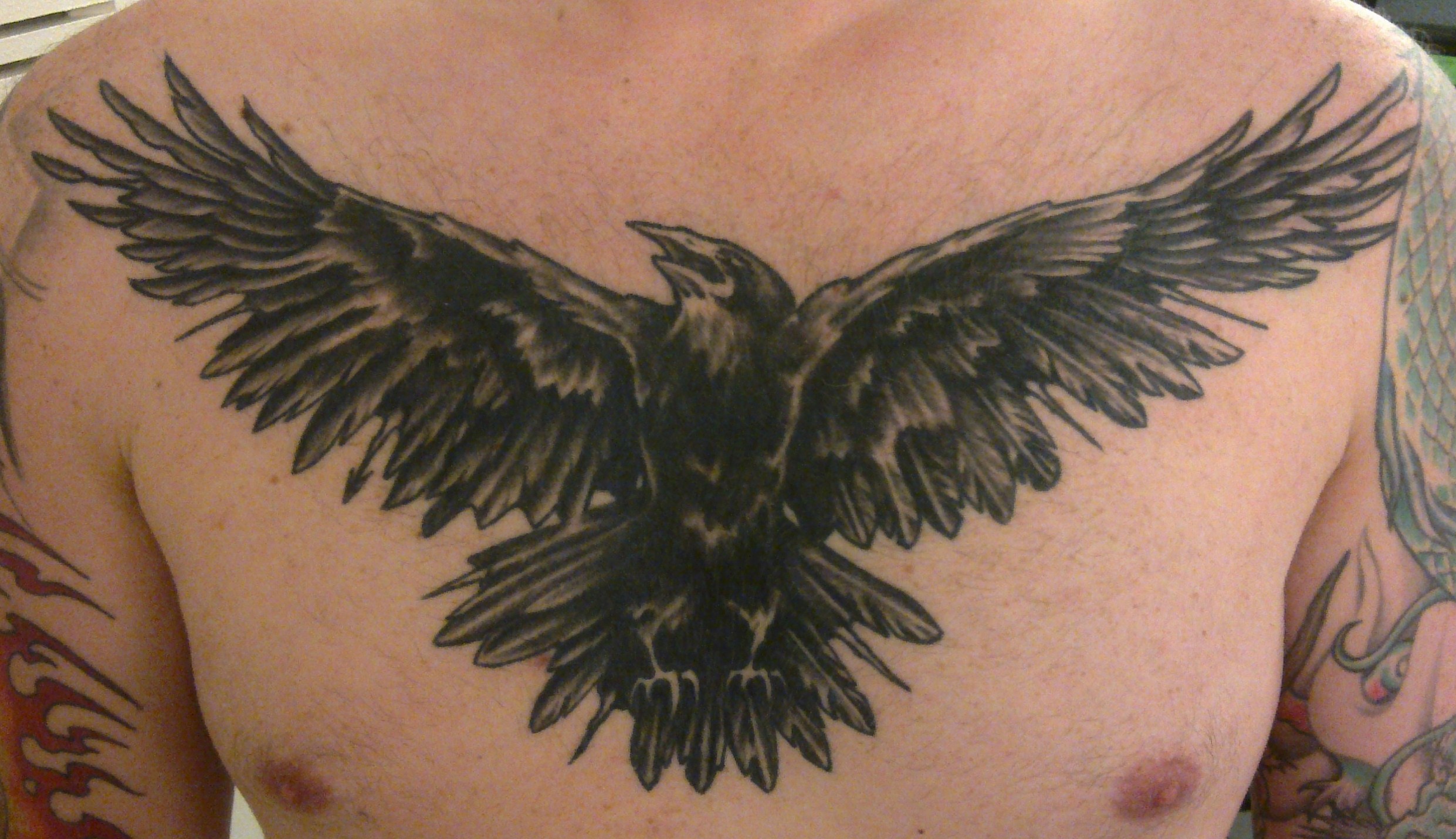 8. Raven and Tree Chest Tattoo - wide 4