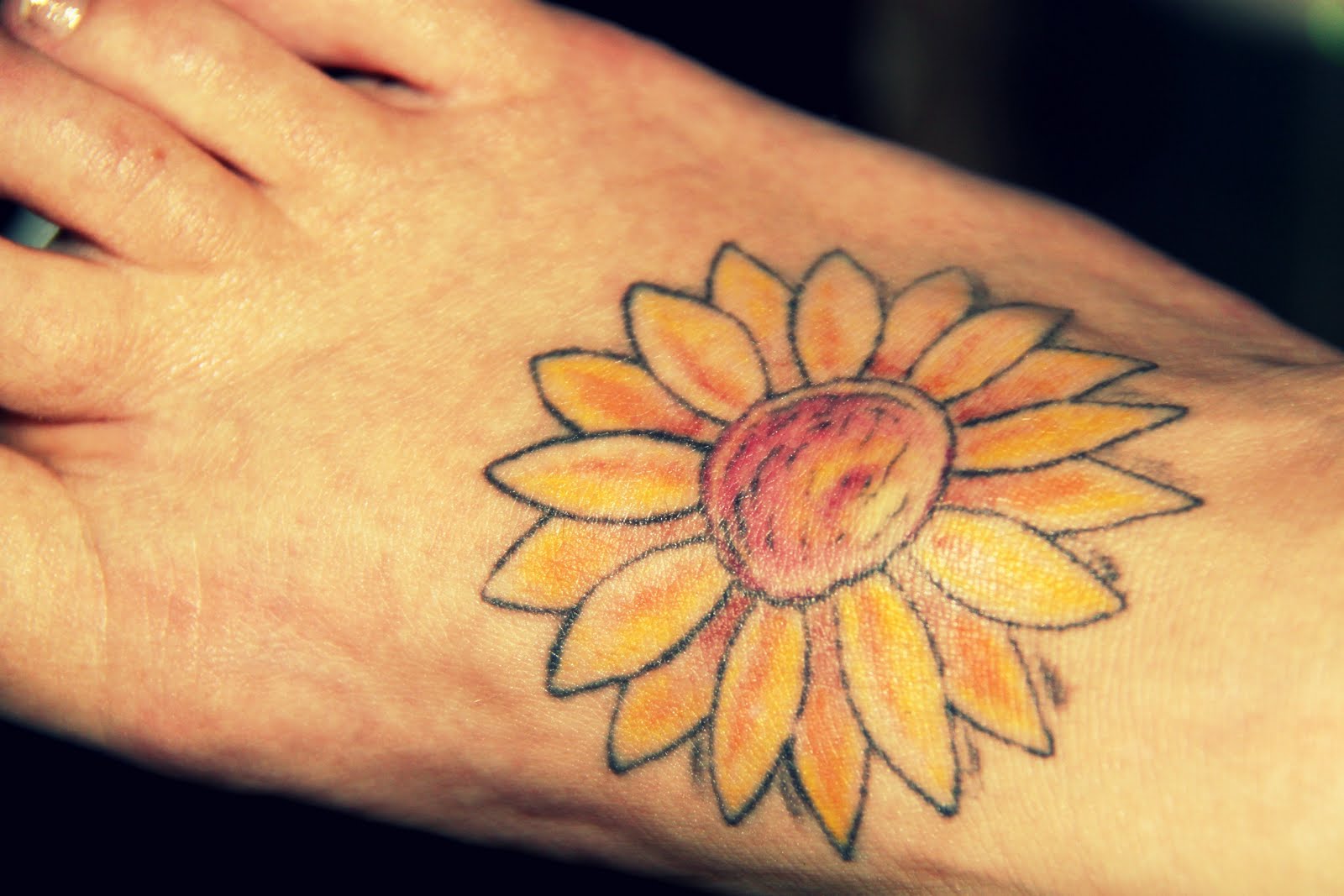 Sunflower Tattoo On Foot