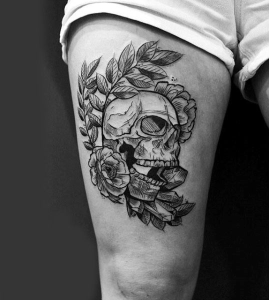 Skull Thigh Tattoos Designs, Ideas and Meaning | Tattoos For You