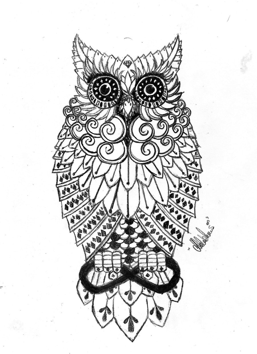 Tribal Owl Tattoo Stencil