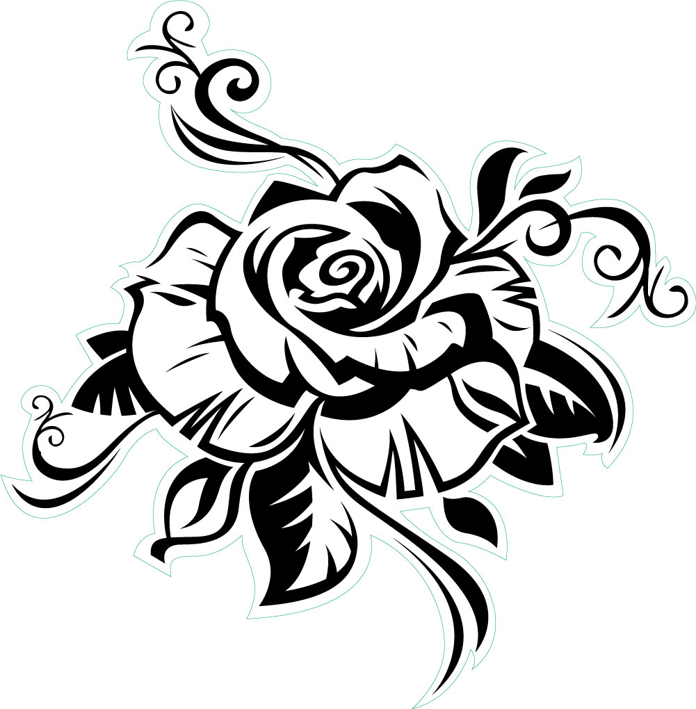 The best selection of royalty free rose tattoo stencil vector art, graphics...
