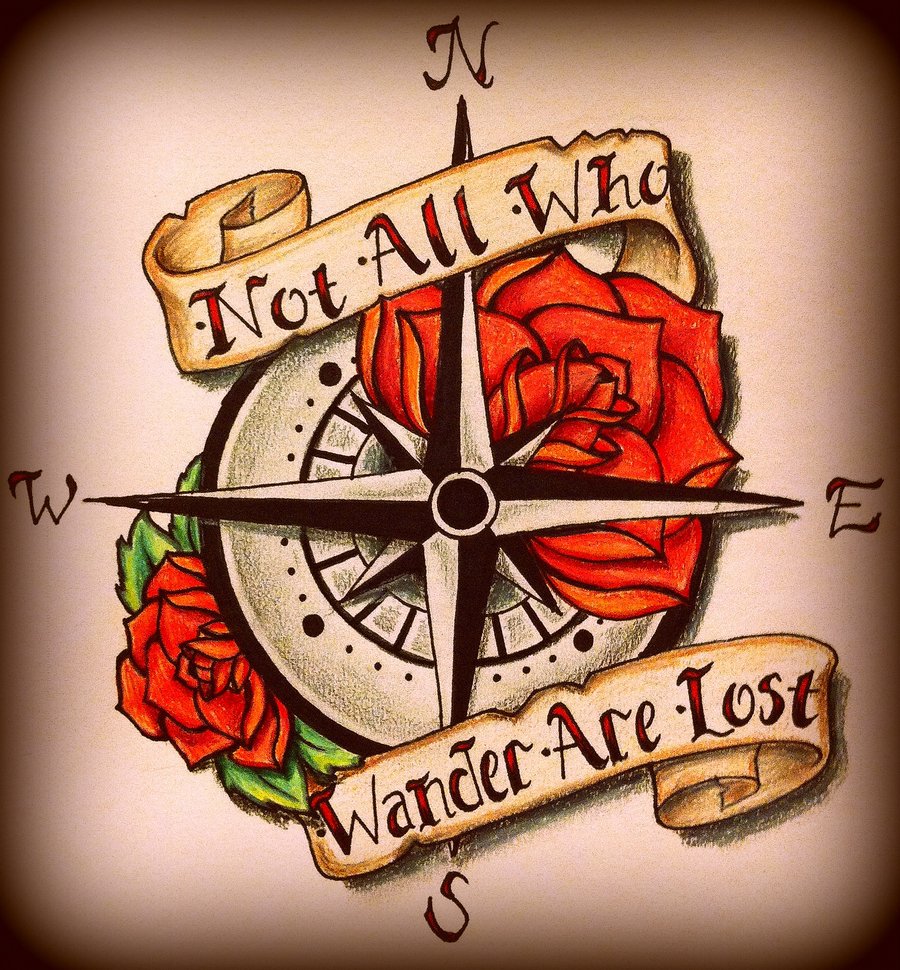 simple compass tattoo design
