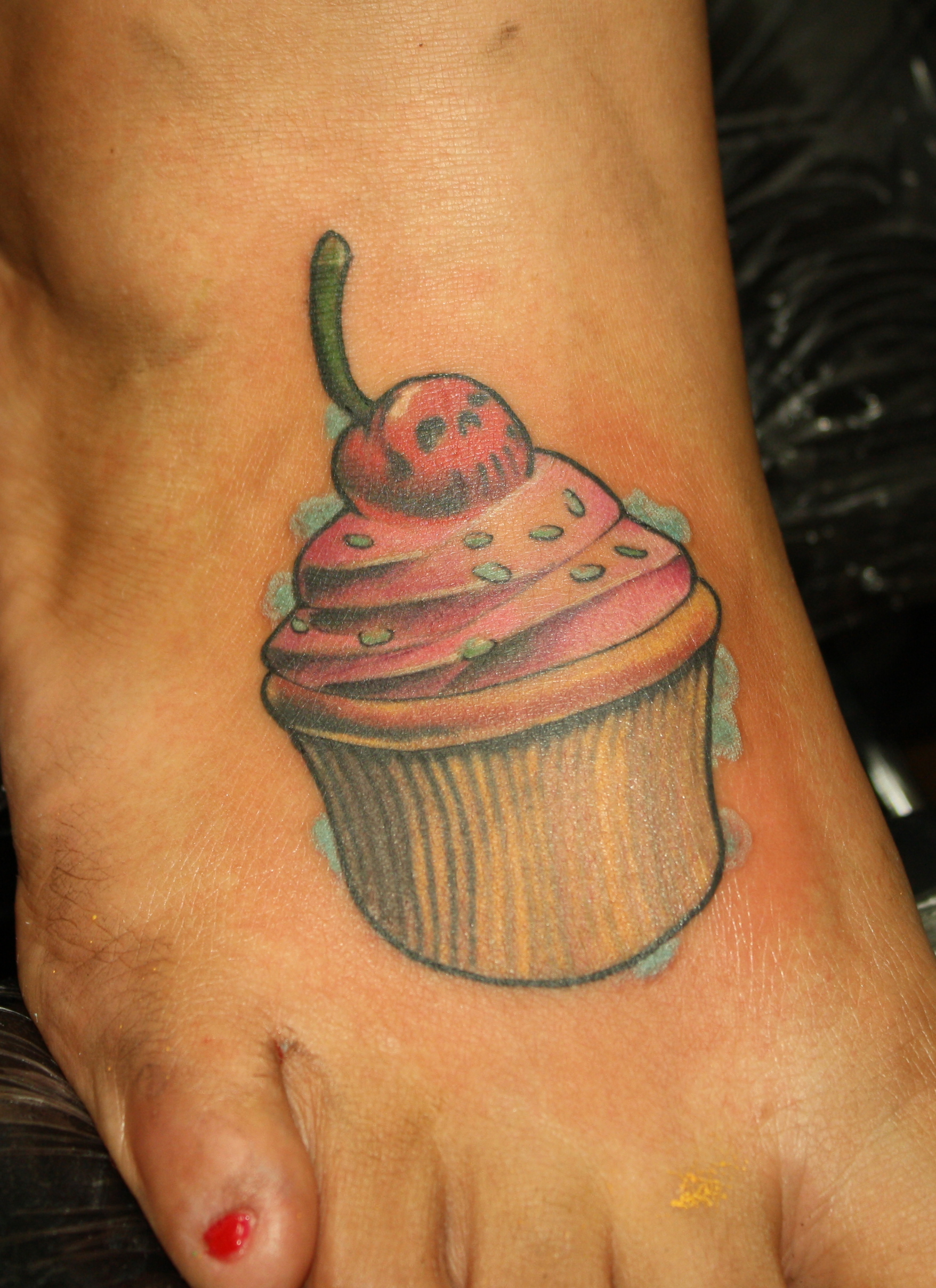 Cupcake Foot Tattoo.