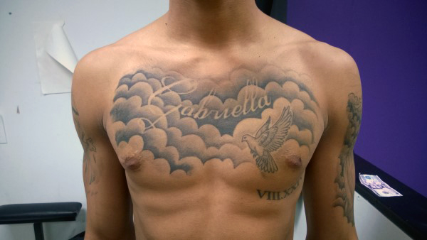 Name In Clouds Tattoo