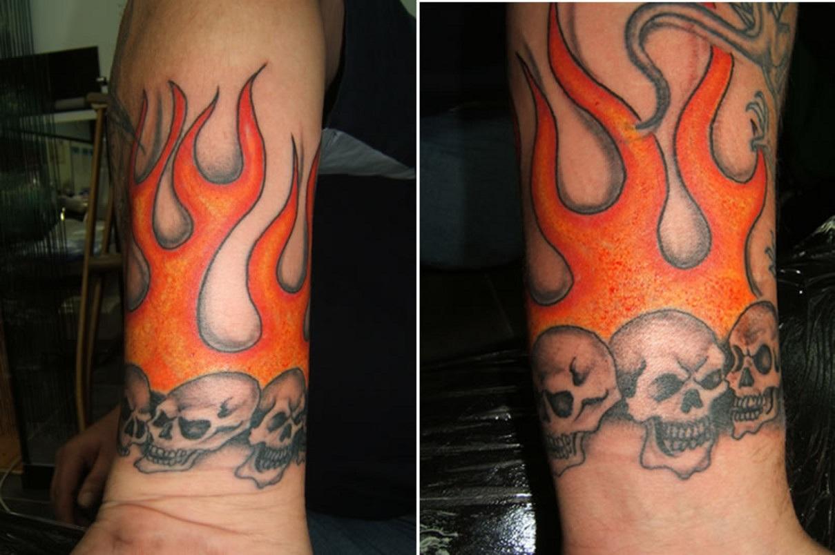 Flaming Skull Tattoos.