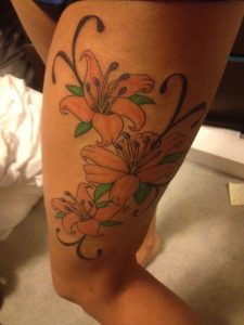 Lily Tattoos on Leg