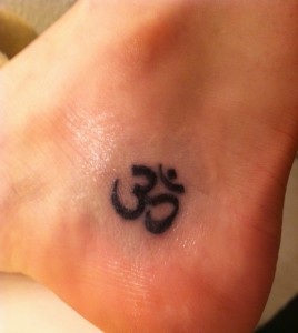 Om Tattoo On Foot