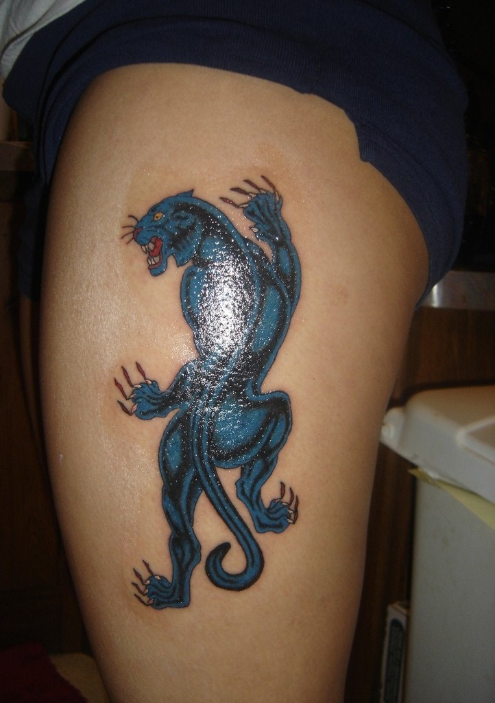 Panther Tattoo On Thigh