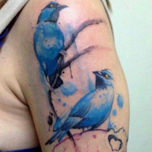 Bluebird Watercolor Tattoo