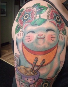 Chinese Lucky Cat Tattoo