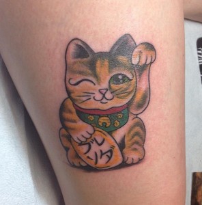 Cute Lucky Cat Tattoo