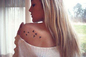 Flying Bird Tattoo on Shoulder