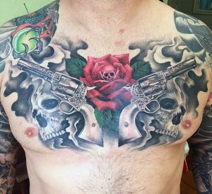 Guns and Roses Tattoo Chest