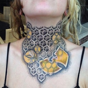 Honeycomb Neck Tattoo