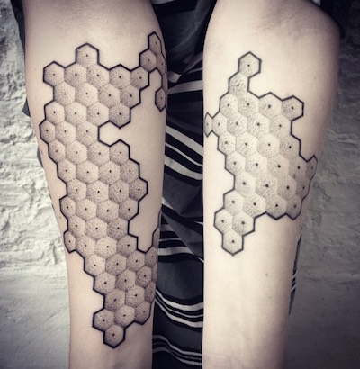 beehive pattern tattoo