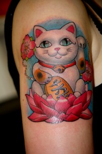 Lucky Cat Tattoo Design