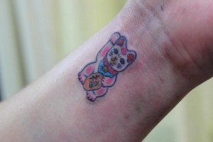 Lucky Cat Tattoo Wrist