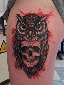 Owl Tattoo with Skull