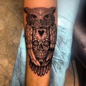 Owl and Skull Tattoo