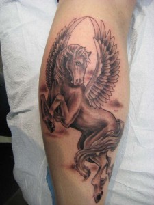 Pegasus Tattoo on Leg