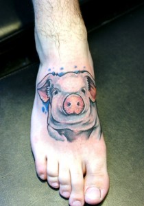 Pig Tattoo on Foot