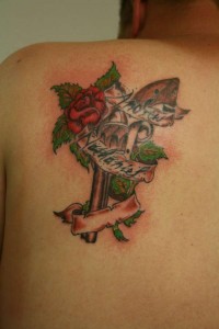 Rose and Gun Tattoo
