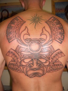 Samurai Mask Back Tattoo