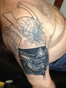 Samurai Mask Tattoo Shoulder