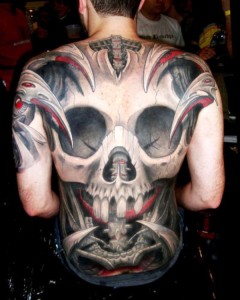 Skull Back Piece Tattoo