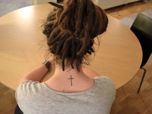 Small Cross Tattoos on Neck