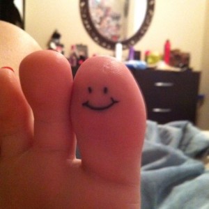 Smiley Face Tattoo on Toe