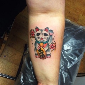 Traditional Lucky Cat Tattoo