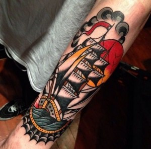 Traditional Ship Tattoo Forearm