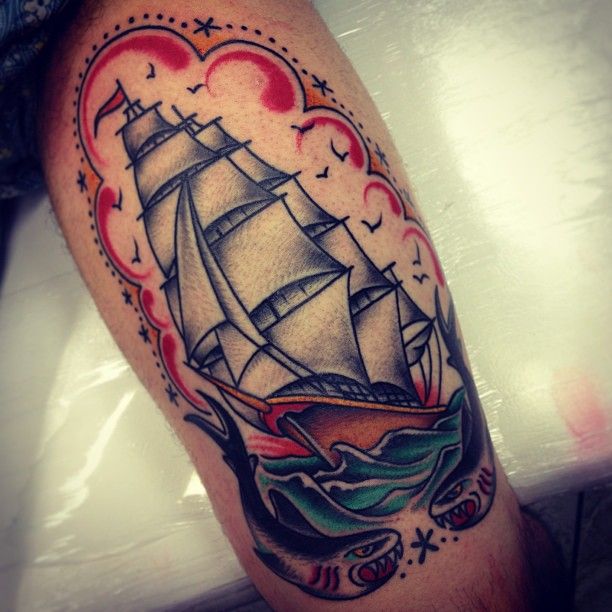 Ship Tattoo | Traditional chest tattoo, Chest tattoos for women, Chest  tattoo men