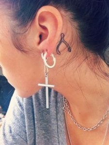 Wishbone Tattoo Behind Ear