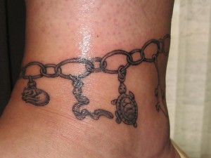Ankle Bracelet Tattoos with Charms
