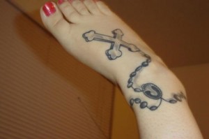 Ankle Bracelet Tattoos with Cross