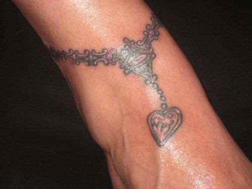 ankle tattoos tattoo anklet bracelet charm band foot heart meaning bracelets tatoos chain wrist innovative sister rosary locket tattoosforyou