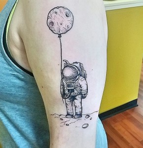 Astronaut on Moon Tattoo