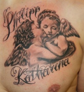 Baby Angel Tattoos on Chest