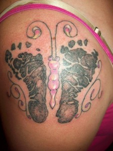 Baby Footprint Butterfly Tattoo