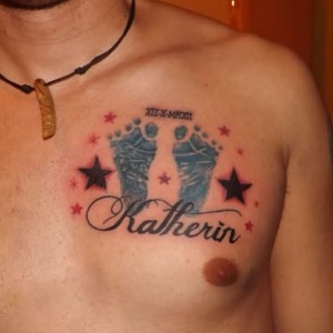Baby Footprint Tattoo on Chest