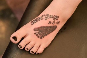 Baby Footprint Tattoos on Foot