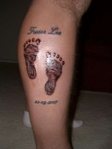 Baby Footprint Tattoo on Leg