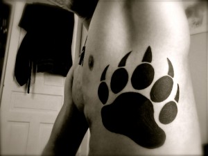 Bear Paw Tattoo on Ribs