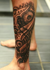 Biomech Leg Tattoo